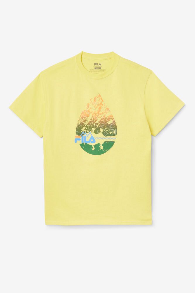 Fila T-Shirt Mens Yellow Raindrop - Ireland 08462-KXOQ